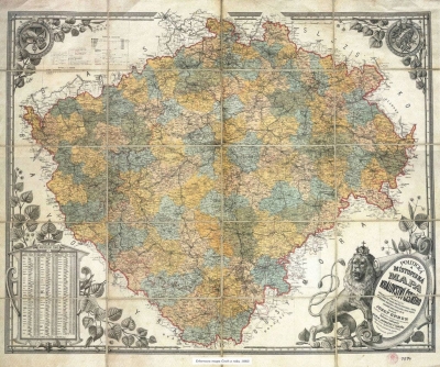 Mapa Čech 1883 od Josefa Erbena
