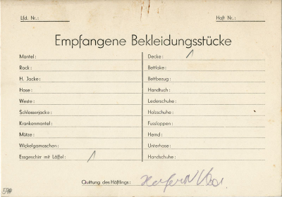 Karteikarte, tzv. Malé karty v Malé pevnosti Terezín 