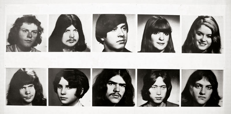 Policejní fotografie únosců: Dvořák, Hanzlík, Adamica, Černá, Trčka, Setnická, Heinzová, Kerbl, Vochomůrka, Beran