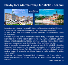 Plavby lodí zdarma zahájí turistickou sezonu