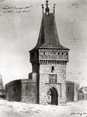 Josef Šembera, Pražská brána v Lounech, 1822, Regionální muzeum Vysoké Mýto