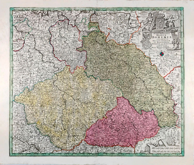 Čechy, Morava, Slezsko a Lužice, Matthäus Seutter, mědiryt, cca 1740