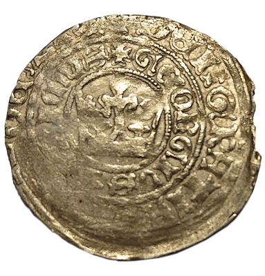 Jiří z Poděbrad (1458–1471) 
GEORGIUS PRIMUS
průměr 28 mm | hmotnost 2,7 g | jakost 0,620 | stříbra 1,67 g