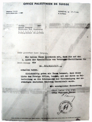 Povolení o vystěhování do Palestiny – dorazilo pozdě