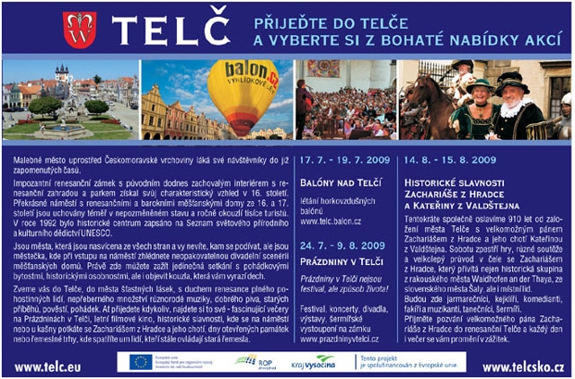 Přijeďte do Telče a vyberte si z bohaté nabídky akcí  