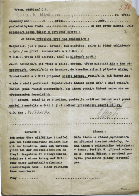Policejní ředitelství Brno, povolení pobytu, 3. 11. 1936