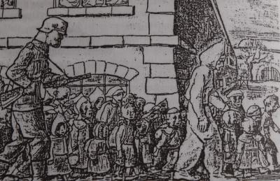 Kresby zachycující příchod dětí z Bialystoku