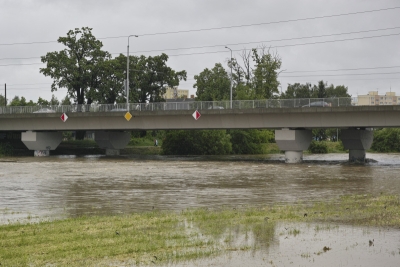 Vltava v Českých Budějovicích, 2. června při průtoku 500 m³/s