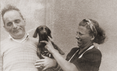 Dora, Karel and Mydlinka, terrace of the house in Ruská Street 1024,
Vršovice, summer 1943