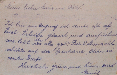 Tatínkův korespondenční lístek z Terezína