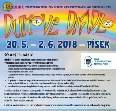 Duhové divadlo Písek 30.5.-2.6.2018