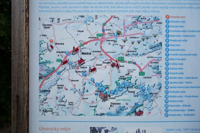 Mapa mlýnů – zastavení na naučné stezce