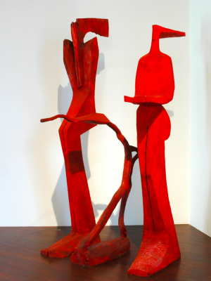Jan Koblasa, Adam, Eva a had, polychromované dřevo(2010)