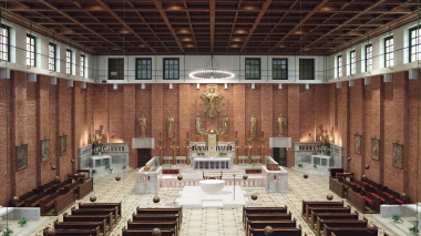 Nový oltář v Plečnikově kostele