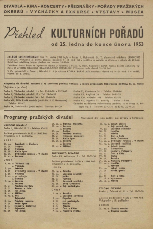 Pražská kultura před 67 lety - leden 1953
