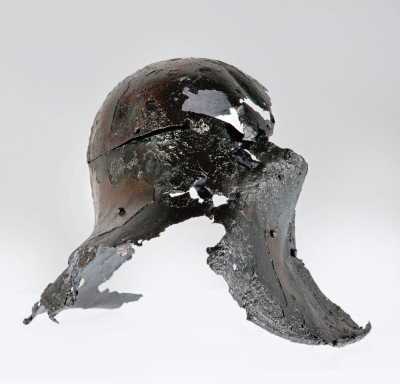 Přilba nalezená v blízkosti bojiště u Sudoměře, archiv PM