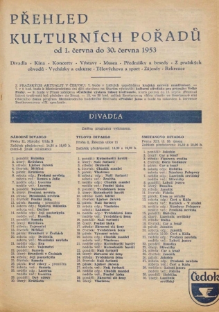 Pražská kultura před 67 lety - červen 1953