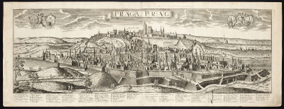 F. J. Sauer, Pohled na Prahu od jihovychodu, mediryt, po 1740