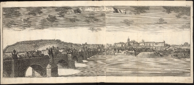 J. J. Dietzler, Pohled na Karluv most od severovychodu, mediryt 1735