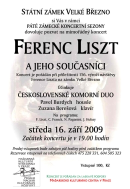 Koncert Ference Liszta na zámku Velké Březno