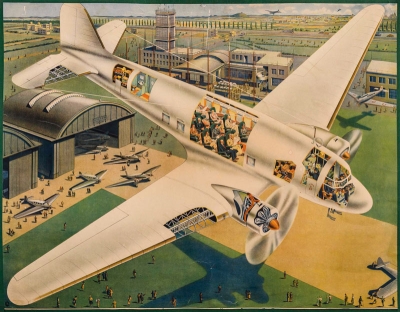 Školní didaktický obraz: Dopravní letadlo, 
Česká grafická unie, a. s., 1938