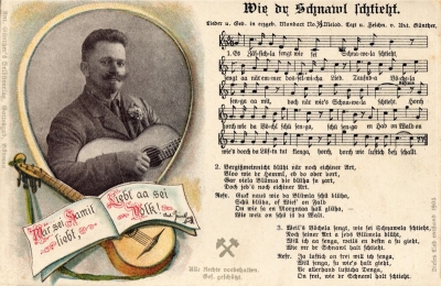 Zápis písně A. Günthera na pohlednici