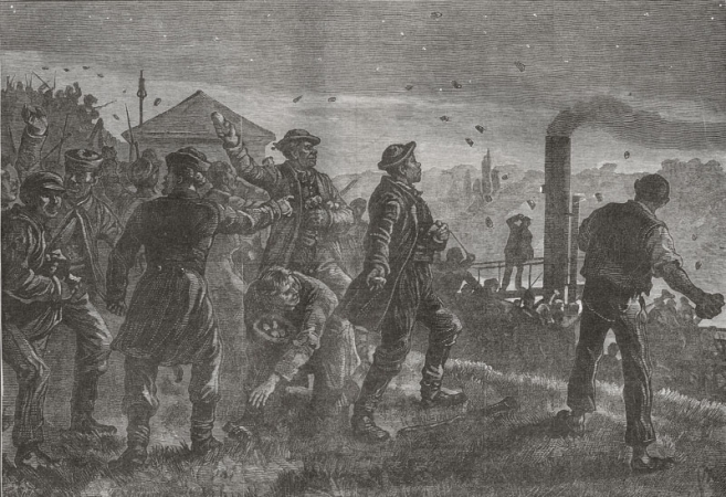 Neautentický výjev z Chuchelské bitvy, The Illustrated London News, snad srpen 1881