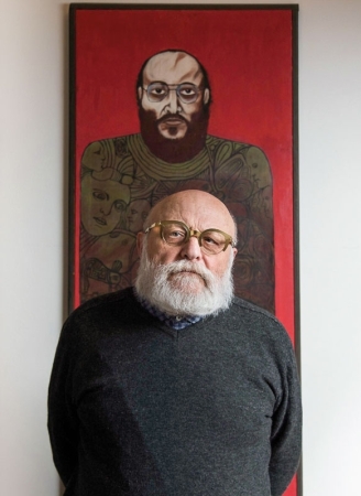Spisovatel, herec a režisér Arnošt Goldflam se svým autoportrétem