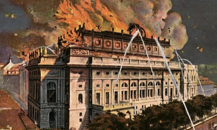 Požár Národního divadla, dobová kresba