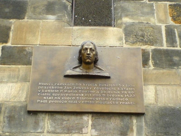 Jan Želivský, pamětní deska  na Staroměstském náměstí v Praze