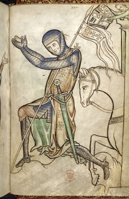 Modlící se křižácký rytíř, 
2. čtvrtina 13. století, Westminsterský žalter
