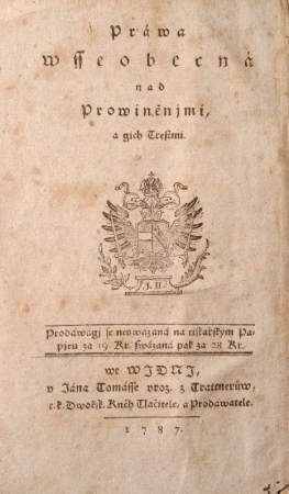 Všeobecný zákoník o zločinech a trestech, 1787