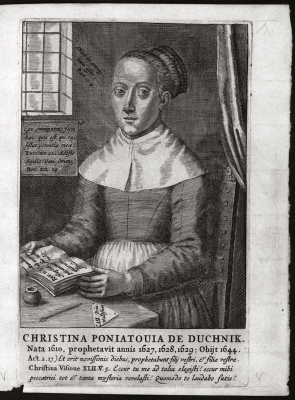 Kristina Poniatowská, manželka D. Strejce, mědirytina, 1665
