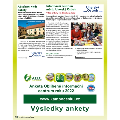 Informační centrum města Uherský Ostroh je absolutním vítězem proběhlé ankety A.T.I.C. ČR „Oblíbené informační centrum roku 2022“.