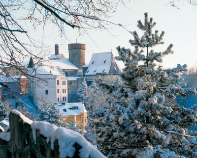 Zimní romantika Tábora s hradem Kotnov