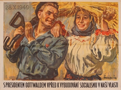Komunistický plakát k říjnu 1949