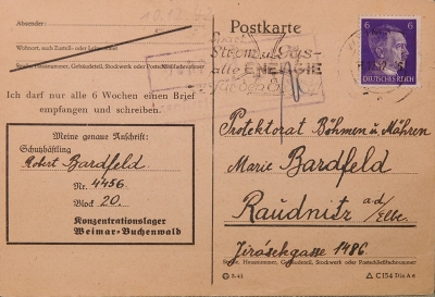 Jeden z dopisů z Buchenwaldu