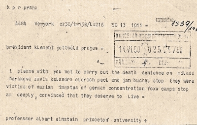 Einsteinův telegram žádající omilostnění
odsouzených