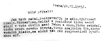 Welcome letter from his classmate Zdeněk (June 1945)