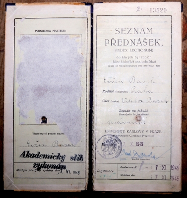 Study register of the Charles University (Prague) from 1945