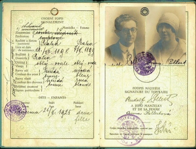 Anna Pollertová with husband Rudolf, passport