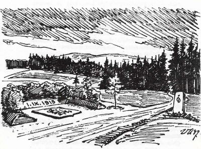 Benešův palouček – kresba z roku 1947