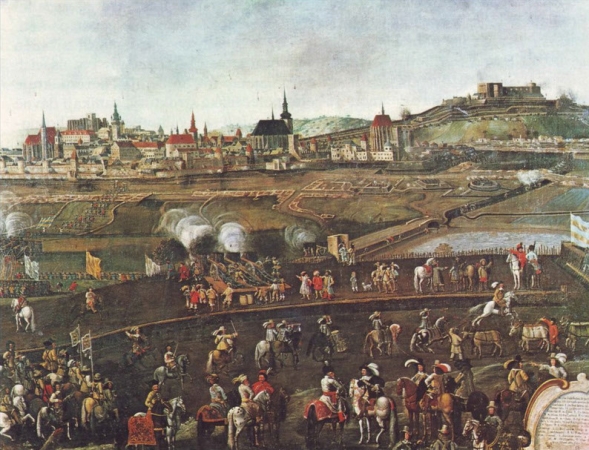 Brno v době švédského obléhání (výřez), 1645–1646