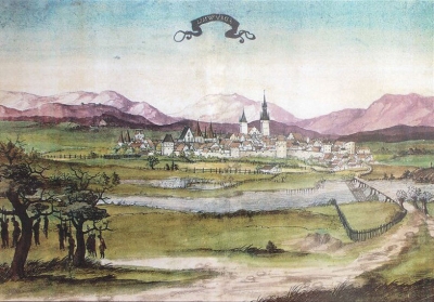 Nejstarší známé vyobrazení Nymburka, Matthias Gerung
(1536/1537)