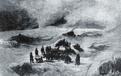 Křížův pohřeb na Wilczekově ostrově 
(Julius Payer, před rokem 1880)