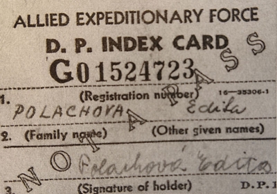 Registrační karta z Bergen-Belsenu, 1945