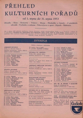 Pražská kultura před 67 lety - srpen 1953