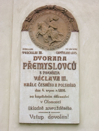 Pečeť Václava III., pamětní deska v Olomouci